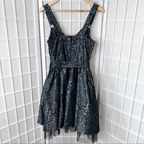 NWT Betsey Johnson Black Gray Animal Print Fit & Flare Cocktail Party Dress - Picture 12 of 13